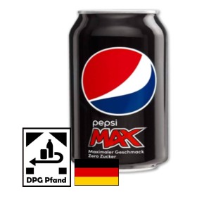 Pepsi Cola MAX 24x0,33cl DPG Pfand MHD\BB Date 18.11.2025